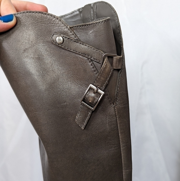 Vince Camuto Kadia Grey Brown Leather Knee High Tall Riding Boots - Picture 7 of 8